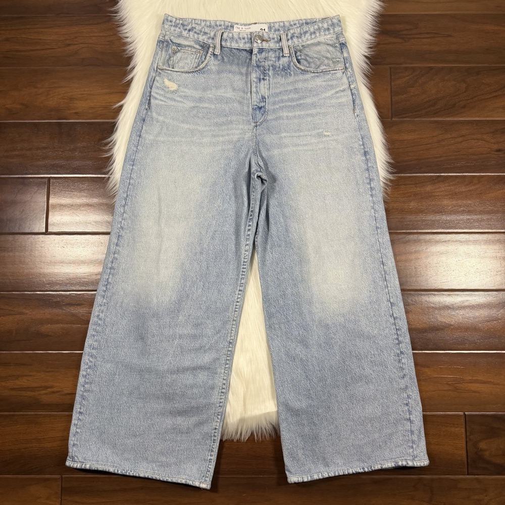 Rag & Bone Women's Size 31 Miramar Sofie Terry Wide Leg Cropped Pants Jeans